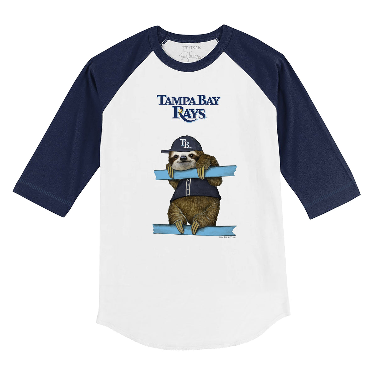 Tampa Bay Rays Sloth 3/4 Navy Blue Sleeve Raglan