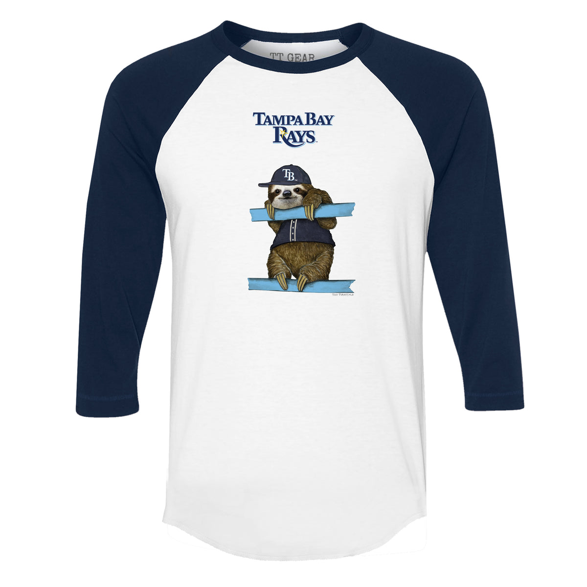 Tampa Bay Rays Sloth 3/4 Navy Blue Sleeve Raglan