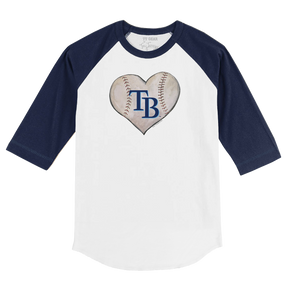 Tampa Bay Rays Stitched Heart 3/4 Navy Blue Sleeve Raglan - Tiny Turnip
