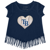 Tampa Bay Rays Stitched Heart Fringe Tee - Tiny Turnip