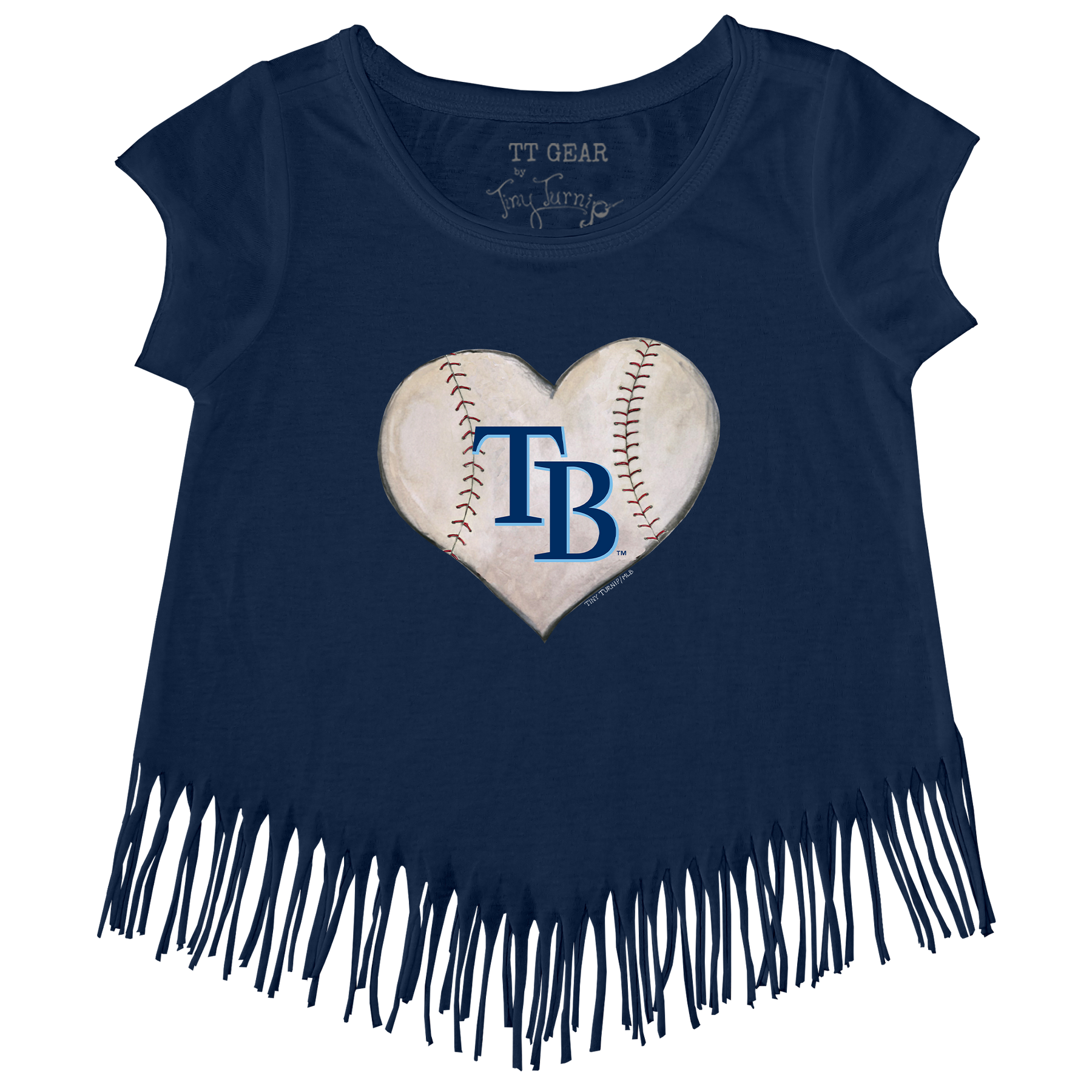 Tampa Bay Rays Stitched Heart Fringe Tee - Tiny Turnip
