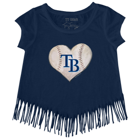 Tampa Bay Rays Stitched Heart Fringe Tee - Tiny Turnip