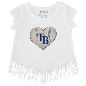 Tampa Bay Rays Stitched Heart Fringe Tee - Tiny Turnip
