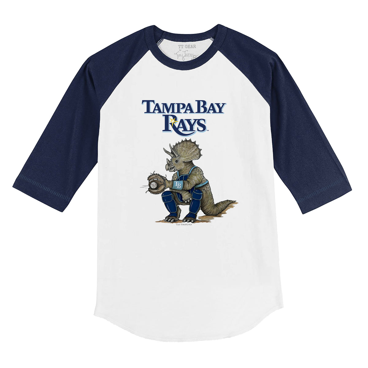Tampa Bay Rays Triceratops 3/4 Navy Blue Sleeve Raglan