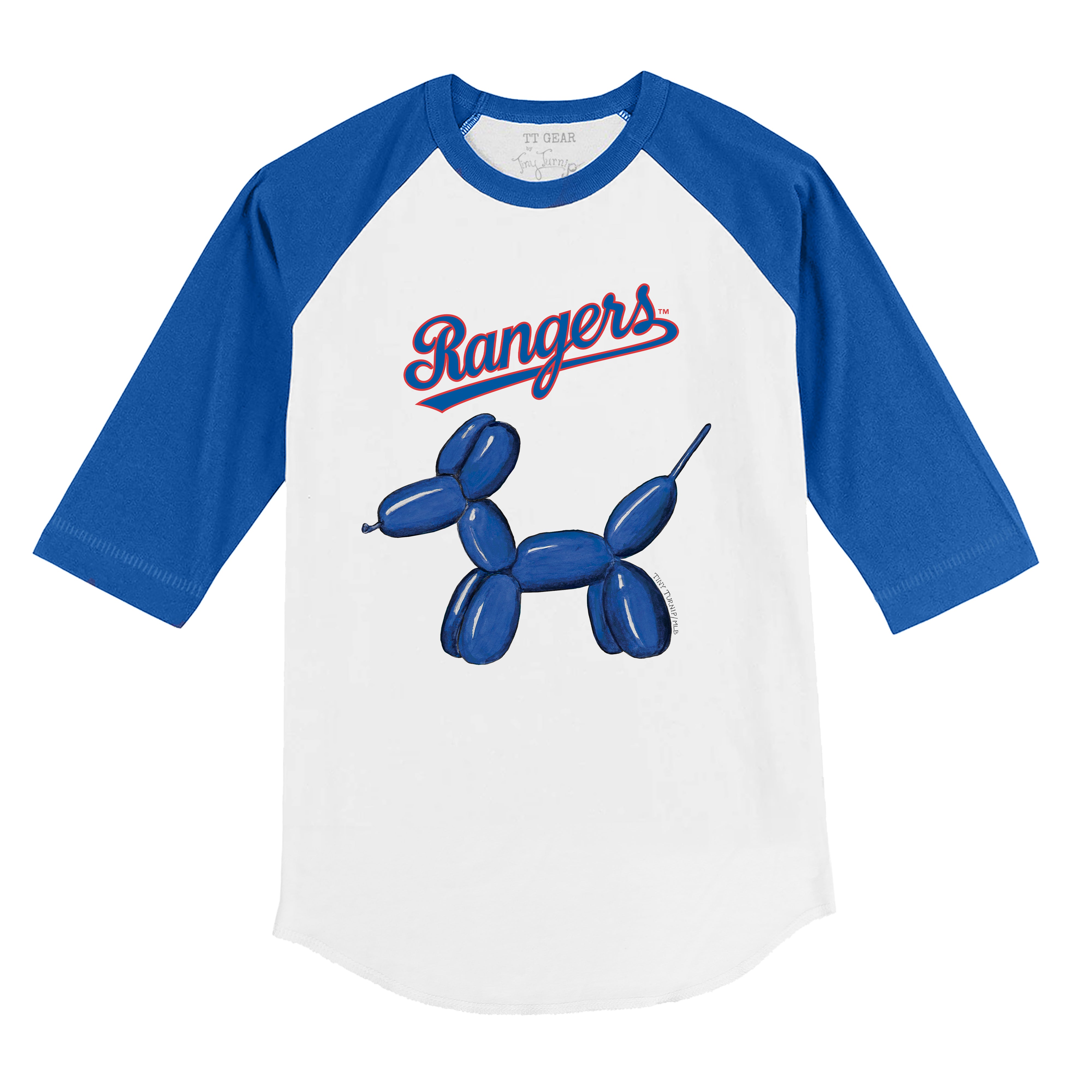 Texas Rangers Balloon Dog 3/4 Royal Blue Sleeve Raglan | Tiny Turnip