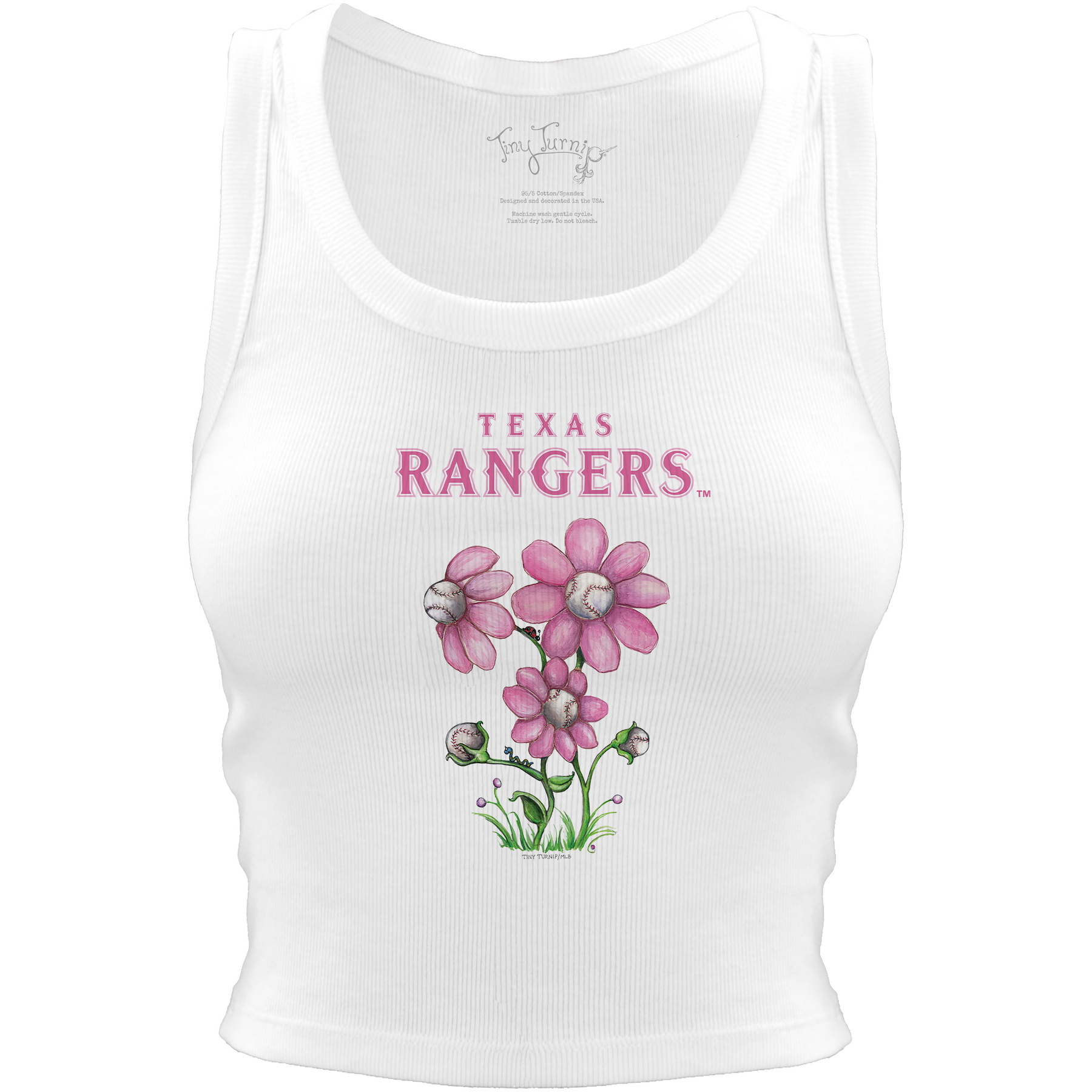 Texas Rangers Blooming Baseballs Crop Tank - Tiny Turnip