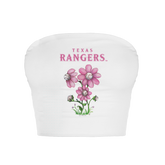Texas Rangers Blooming Baseballs Crop Tube Top - Tiny Turnip