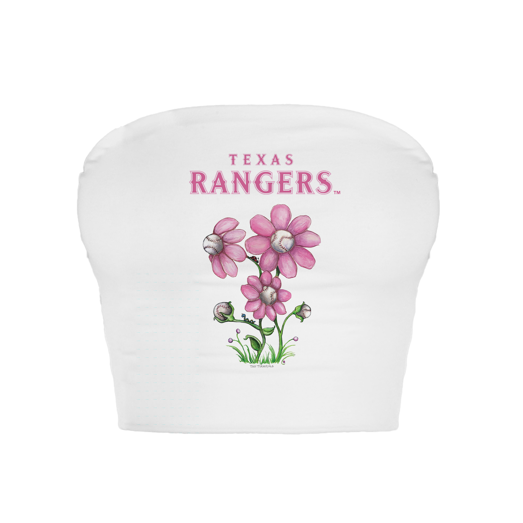 Texas Rangers Blooming Baseballs Crop Tube Top - Tiny Turnip