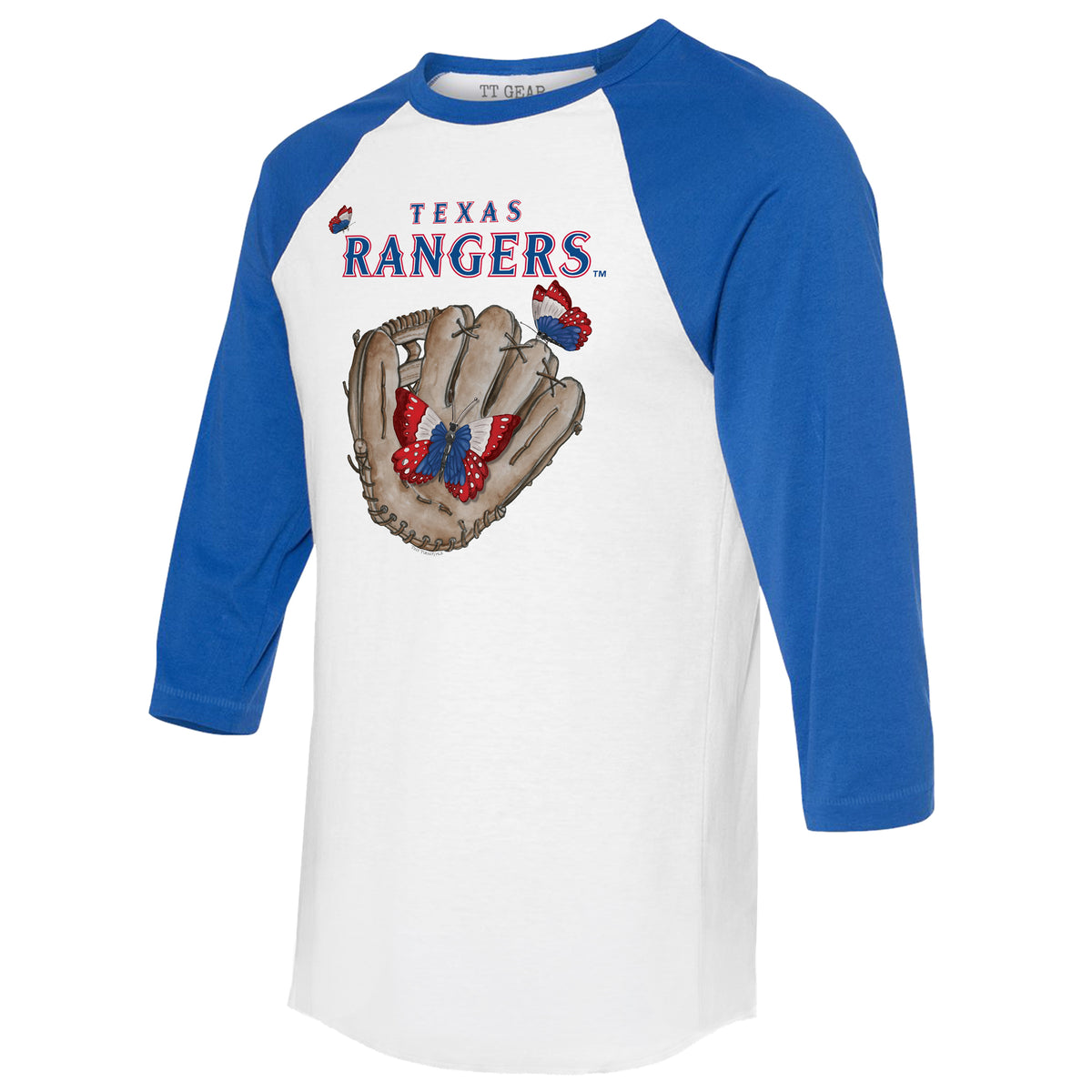 Texas Rangers Butterfly Glove 3/4 Royal Blue Sleeve Raglan