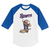 Texas Rangers Cowboy Boot 3/4 Royal Blue Sleeve Raglan