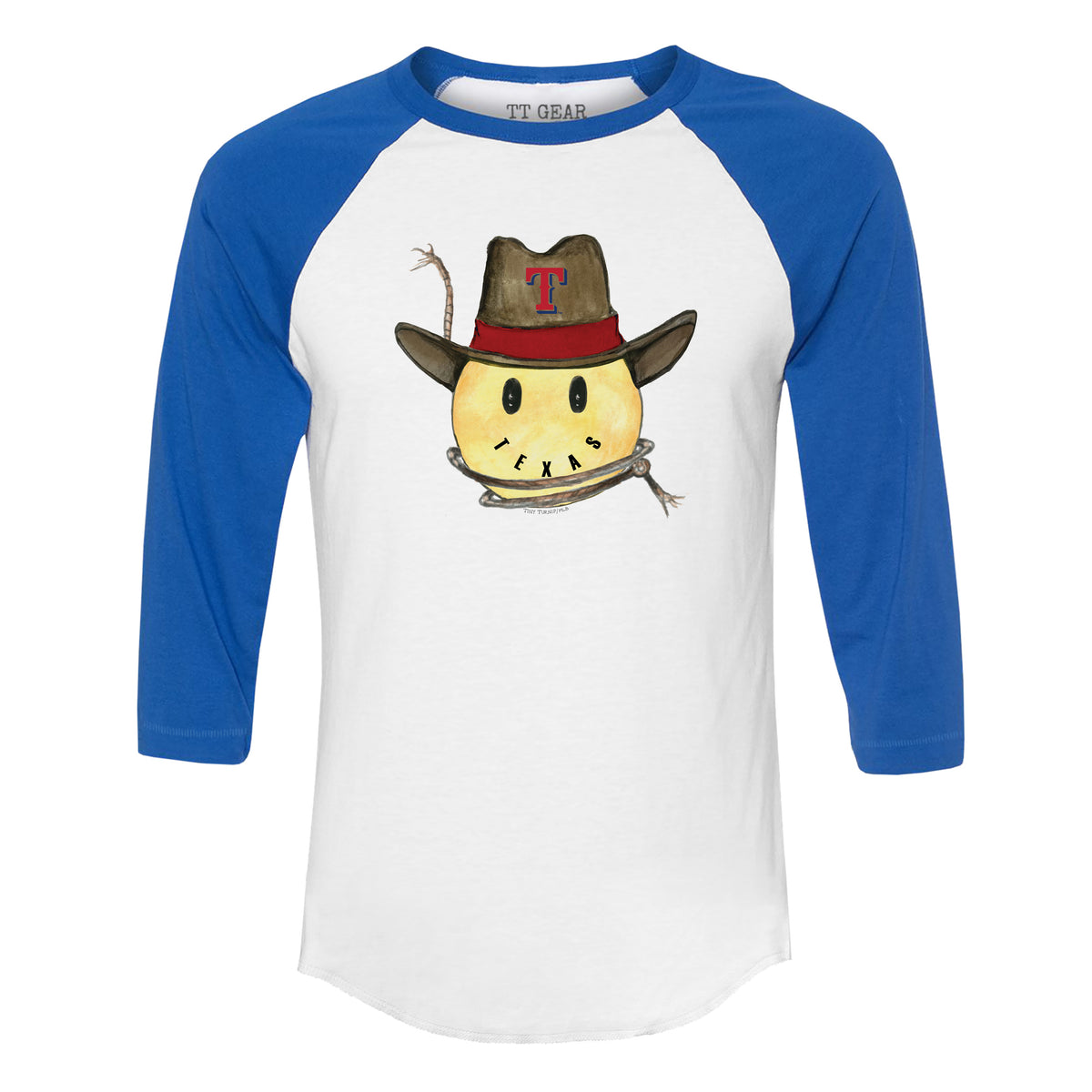 Texas Rangers Cowboy Smiley 3/4 Royal Blue Sleeve Raglan