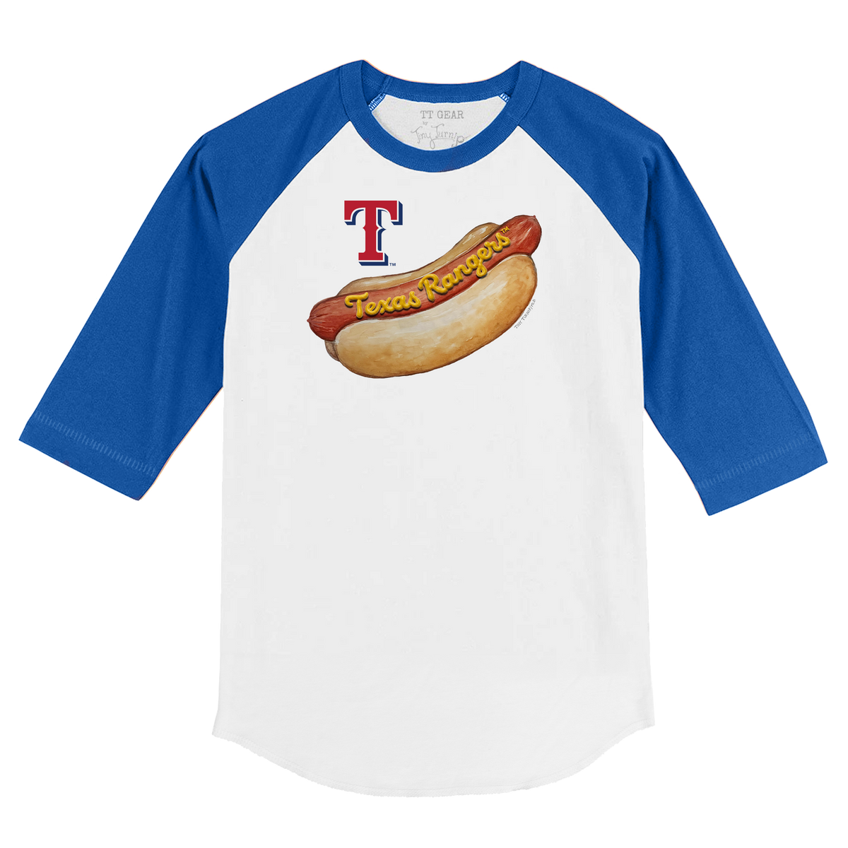 Texas Rangers Hot Dog 3/4 Royal Blue Sleeve Raglan