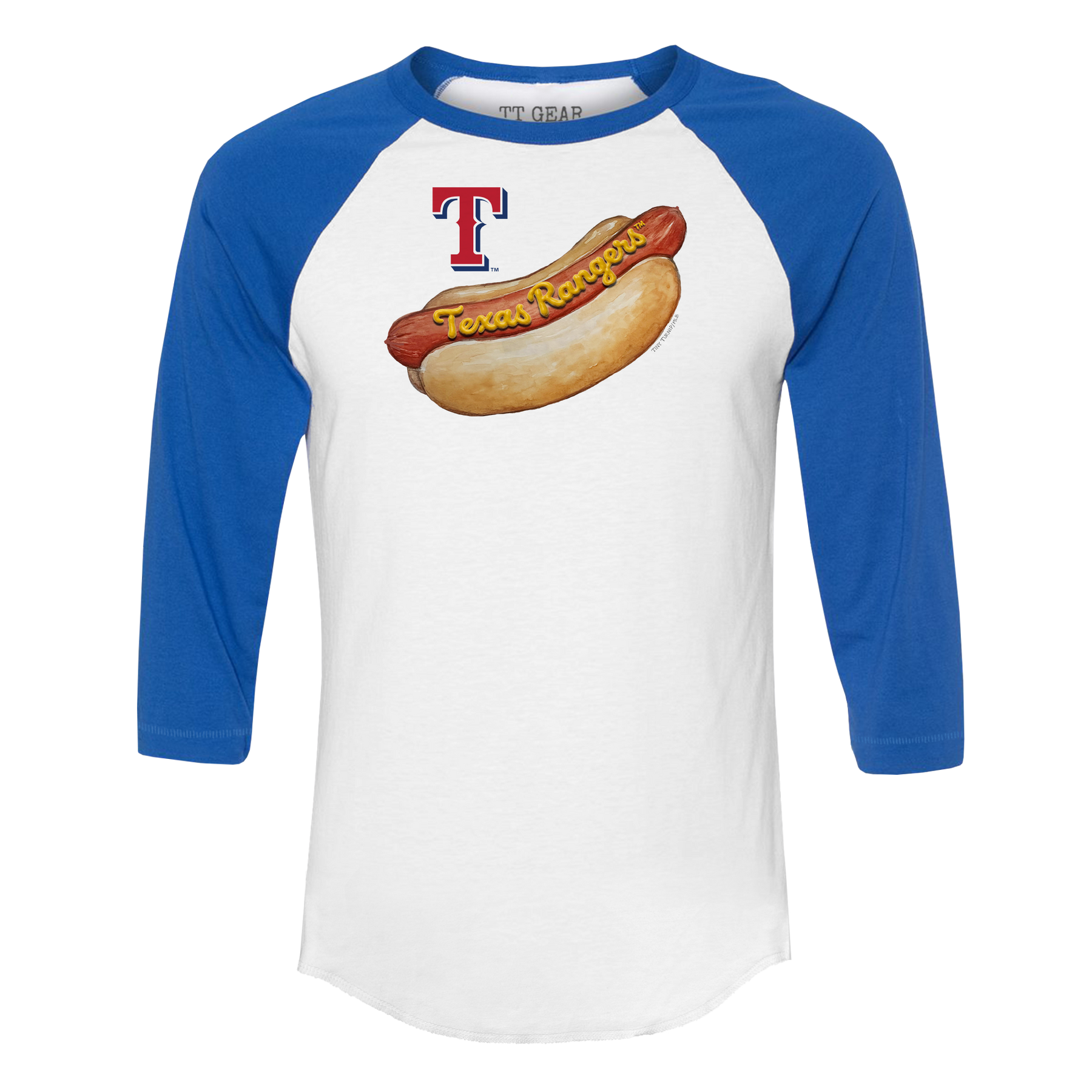 Texas Rangers Hot Dog 3/4 Royal Blue Sleeve Raglan