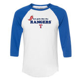Texas Rangers Hot Girls 3/4 Royal Blue Sleeve Raglan