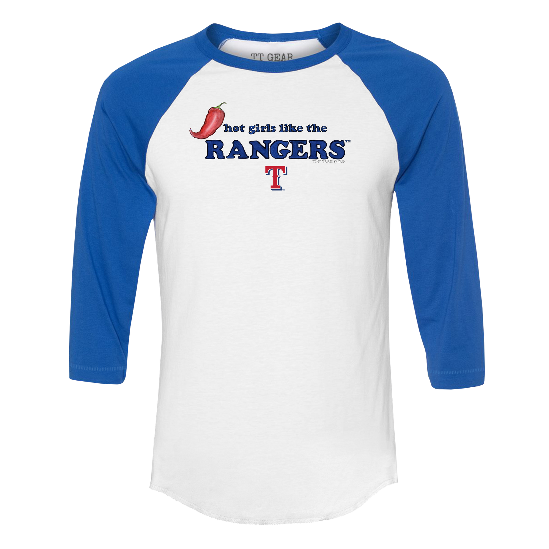 Texas Rangers Hot Girls 3/4 Royal Blue Sleeve Raglan