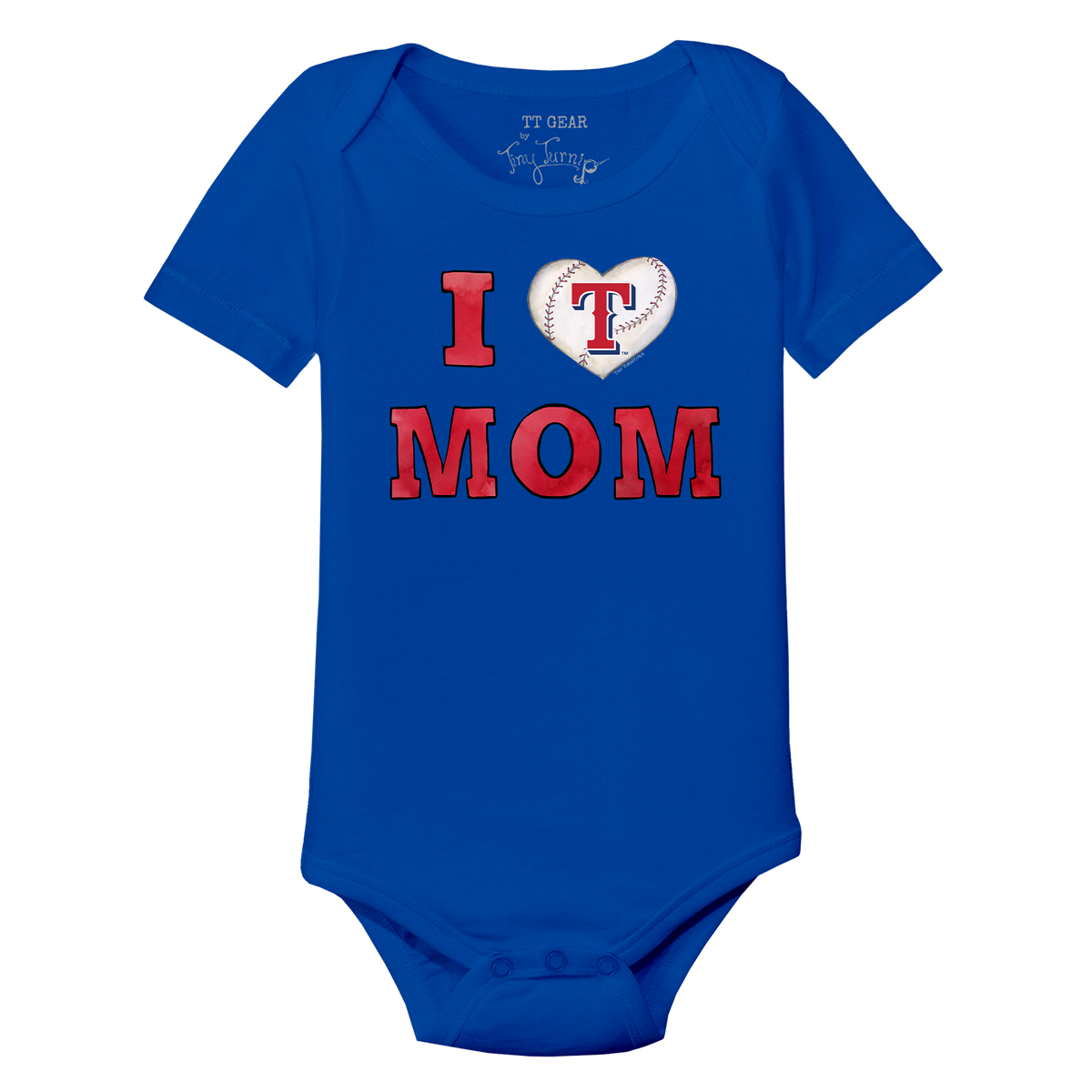 Texas Rangers I Love Mom Short Sleeve Snapper