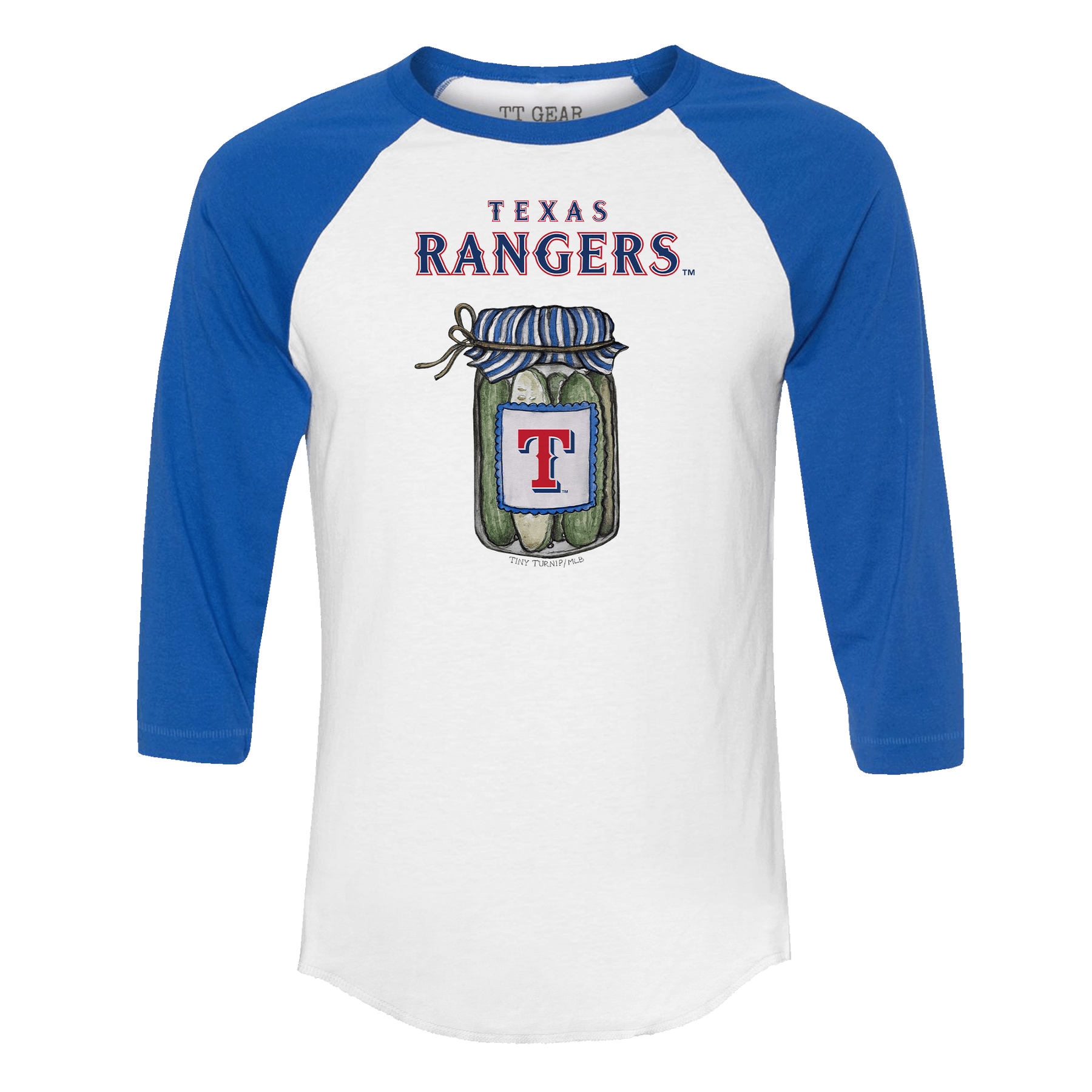 Texas Rangers Pickle Jar 3/4 Royal Blue Sleeve Raglan