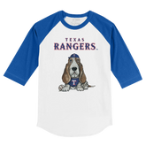 Texas Rangers Puddy 3/4 Royal Blue Sleeve Raglan - Tiny Turnip