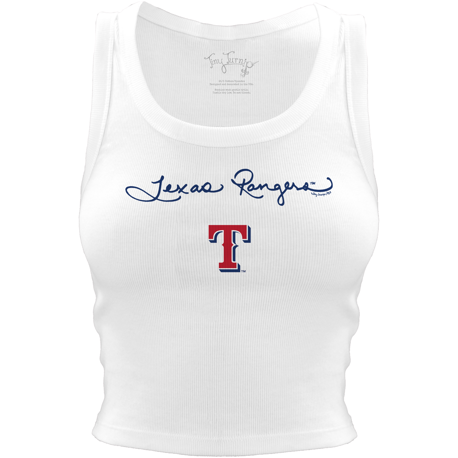 Texas Rangers Logo Script Crop Tank - Tiny Turnip