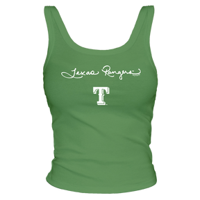 Texas Rangers Logo Script Ribbed Tank - Tiny Turnip