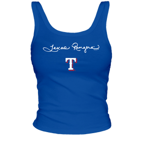 Texas Rangers Logo Script Ribbed Tank - Tiny Turnip
