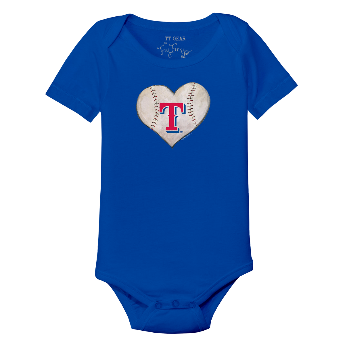 Texas Rangers Stitched Heart Short Sleeve Snapper - Tiny Turnip