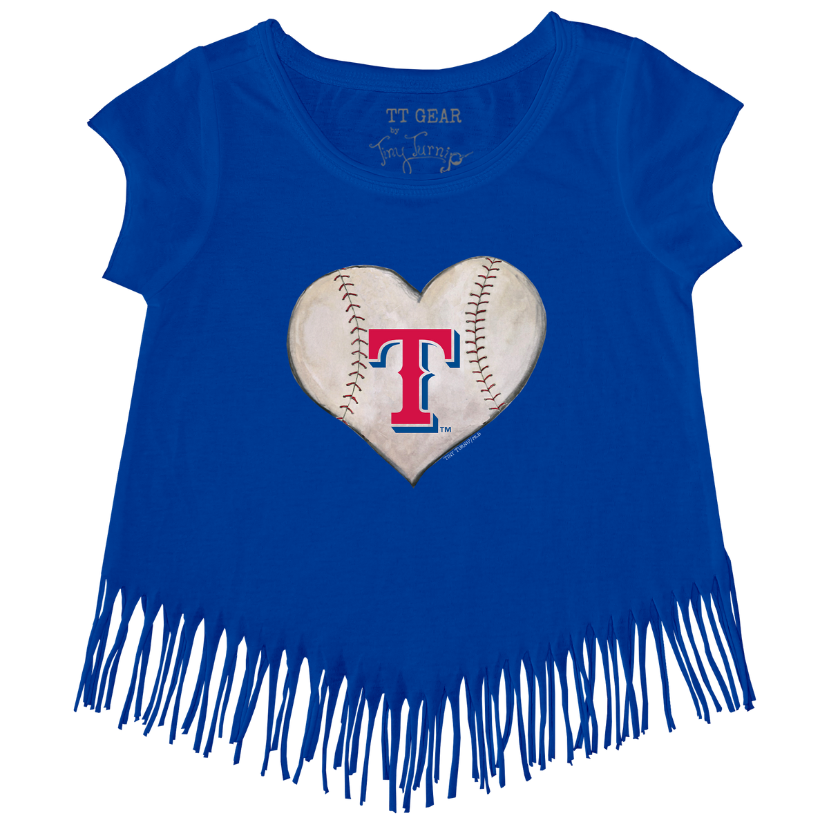 Texas Rangers Stitched Heart Fringe Tee - Tiny Turnip