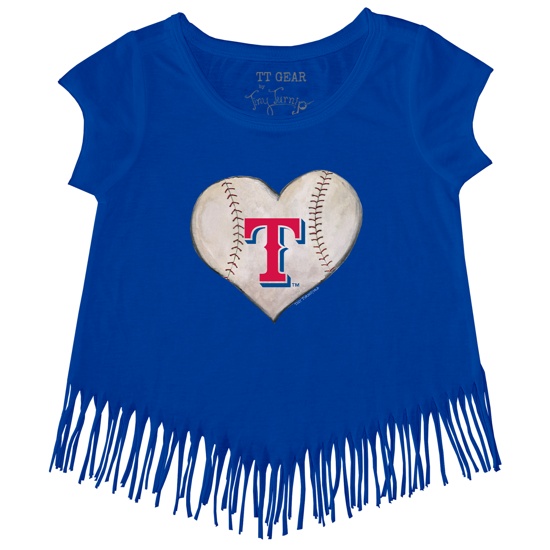 Texas Rangers Stitched Heart Fringe Tee - Tiny Turnip