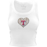 Texas Rangers Baseball Heart Crop Tank - Tiny Turnip