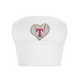 Texas Rangers Stitched Heart Crop Tube Top - Tiny Turnip