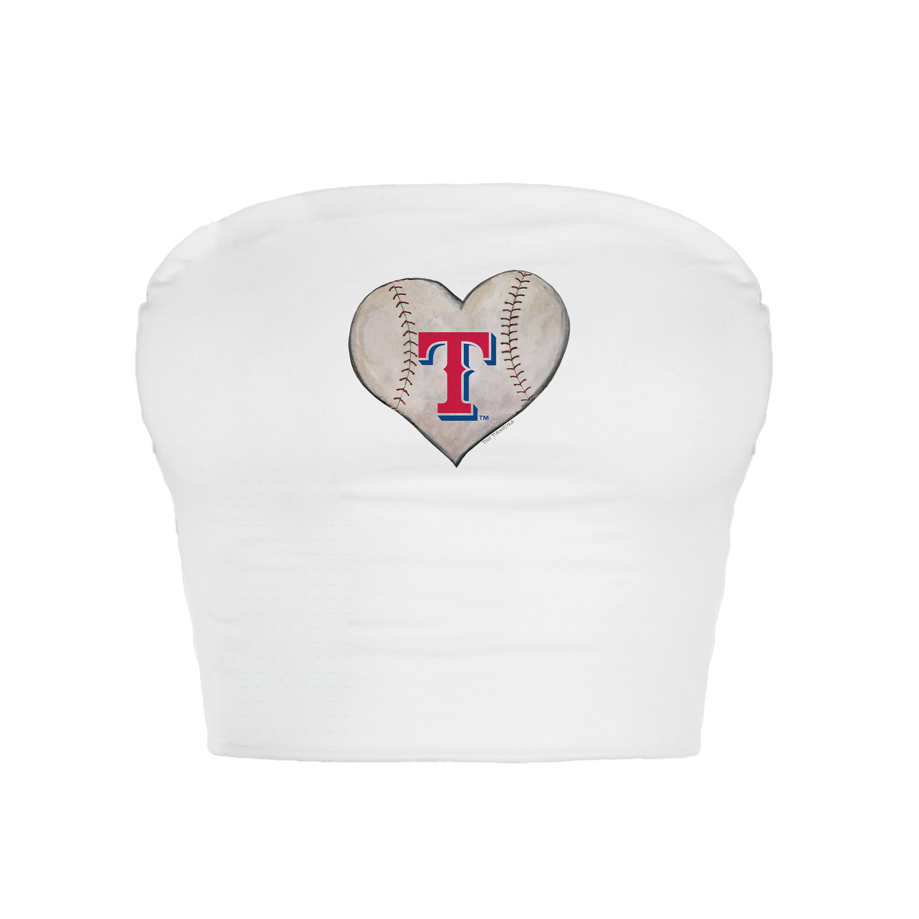 Texas Rangers Stitched Heart Crop Tube Top - Tiny Turnip