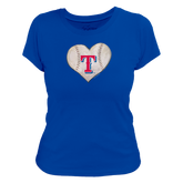 Texas Rangers Baseball Heart Women's Tee Shirt