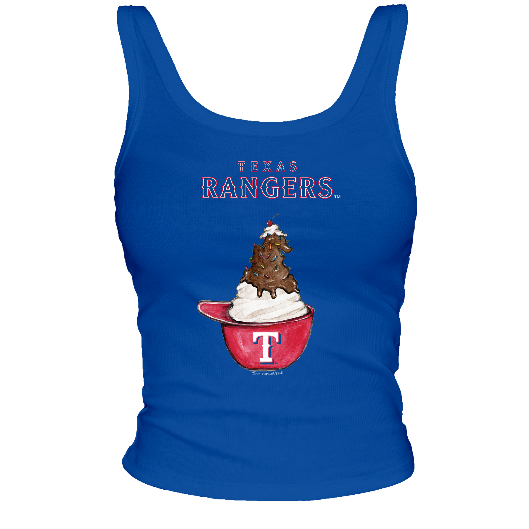 Texas Rangers Sundae Helmet Ribbed Tank - Tiny Turnip