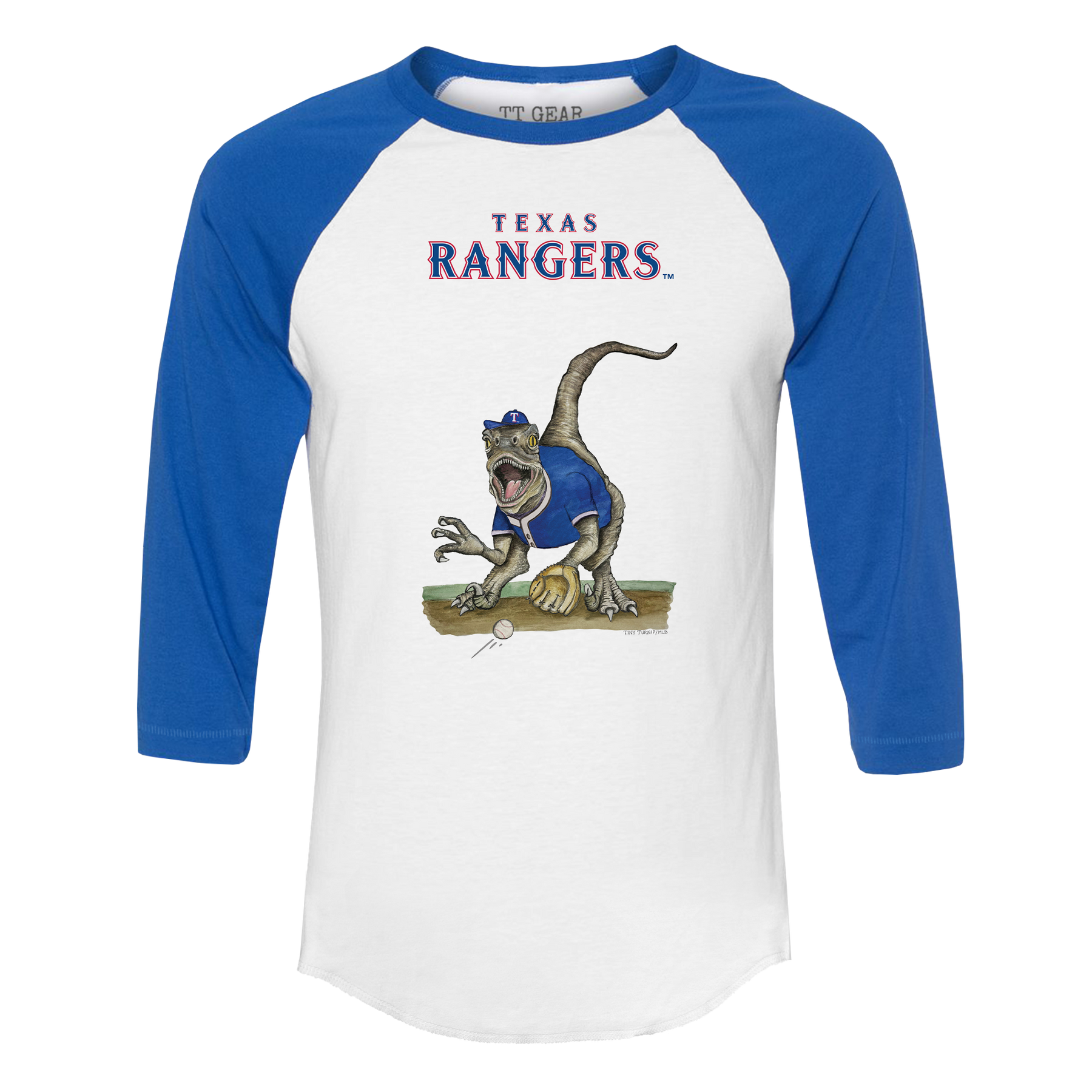 Texas Rangers Velociraptor 3/4 Royal Blue Sleeve Raglan