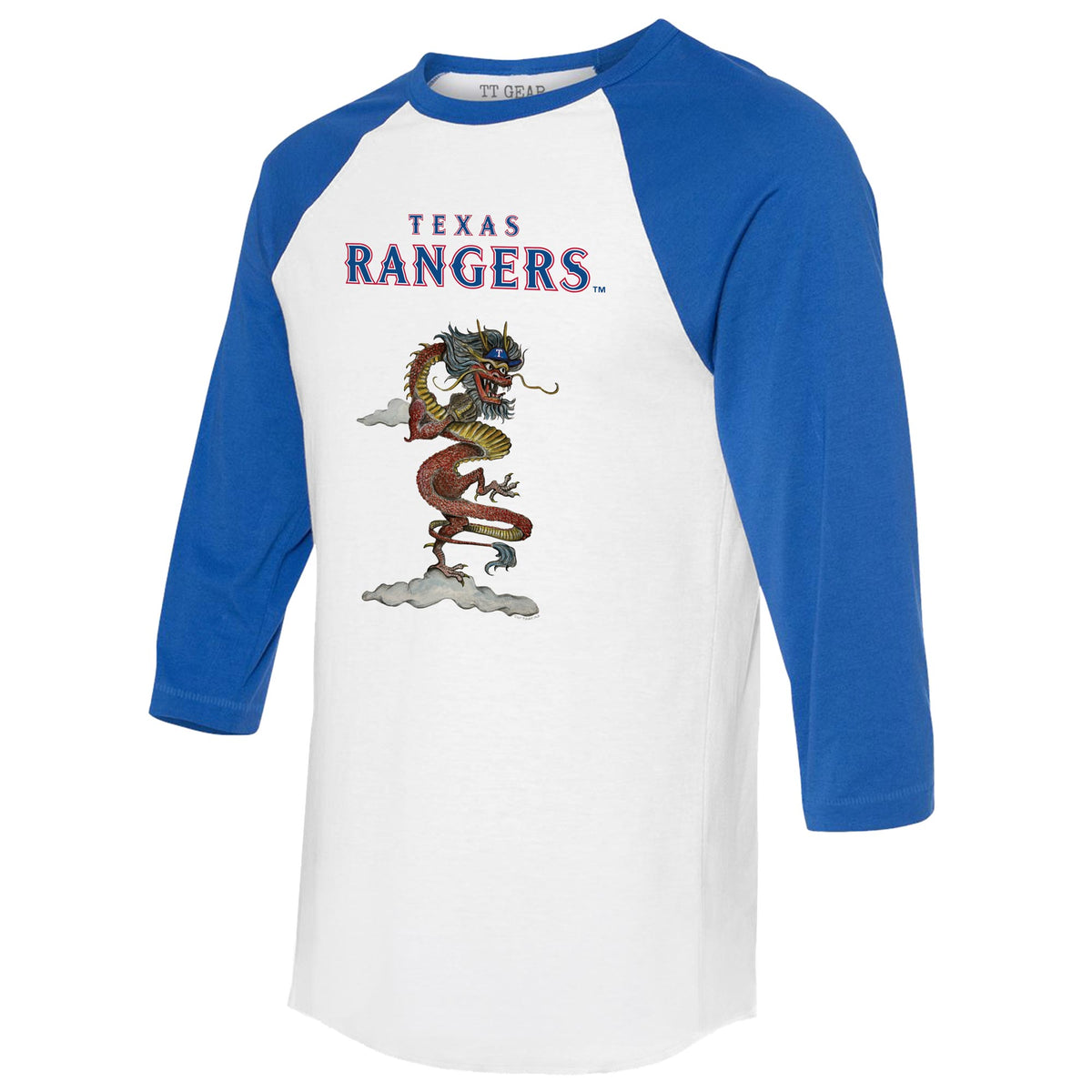 Texas Rangers 2024 Year of the Dragon 3/4 Royal Blue Sleeve Raglan