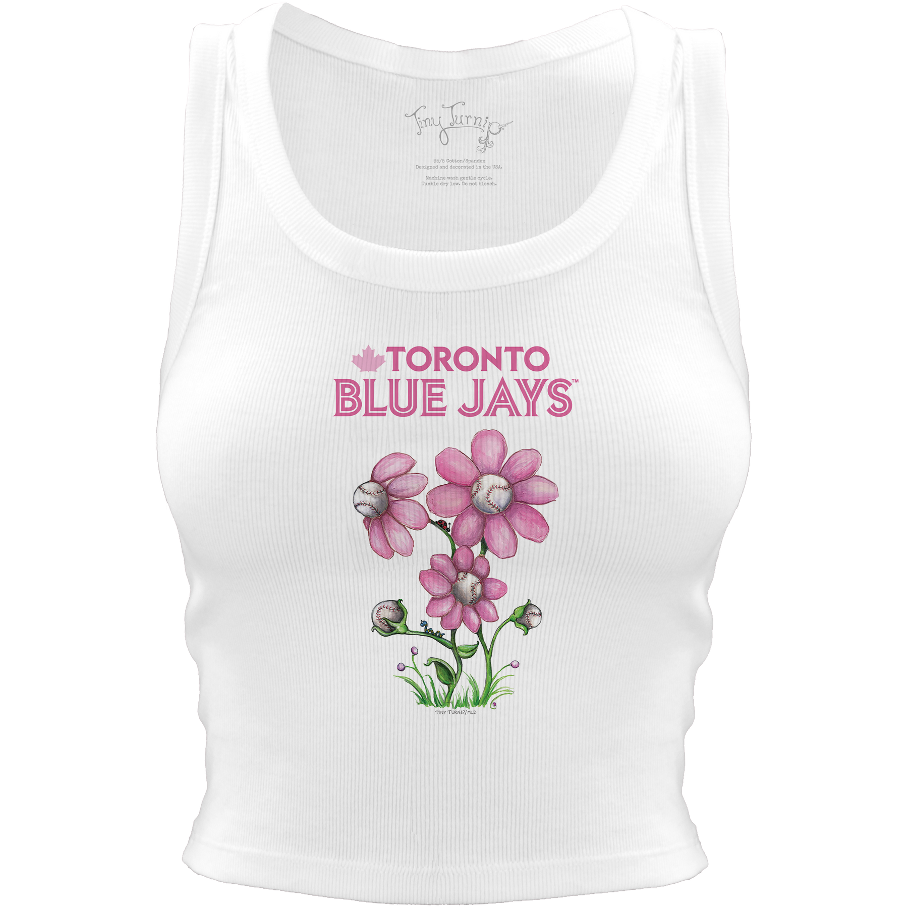 Toronto Blue Jays Blooming Baseballs Crop Tank - Tiny Turnip