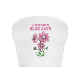 Toronto Blue Jays Blooming Baseballs Crop Tube Top - Tiny Turnip