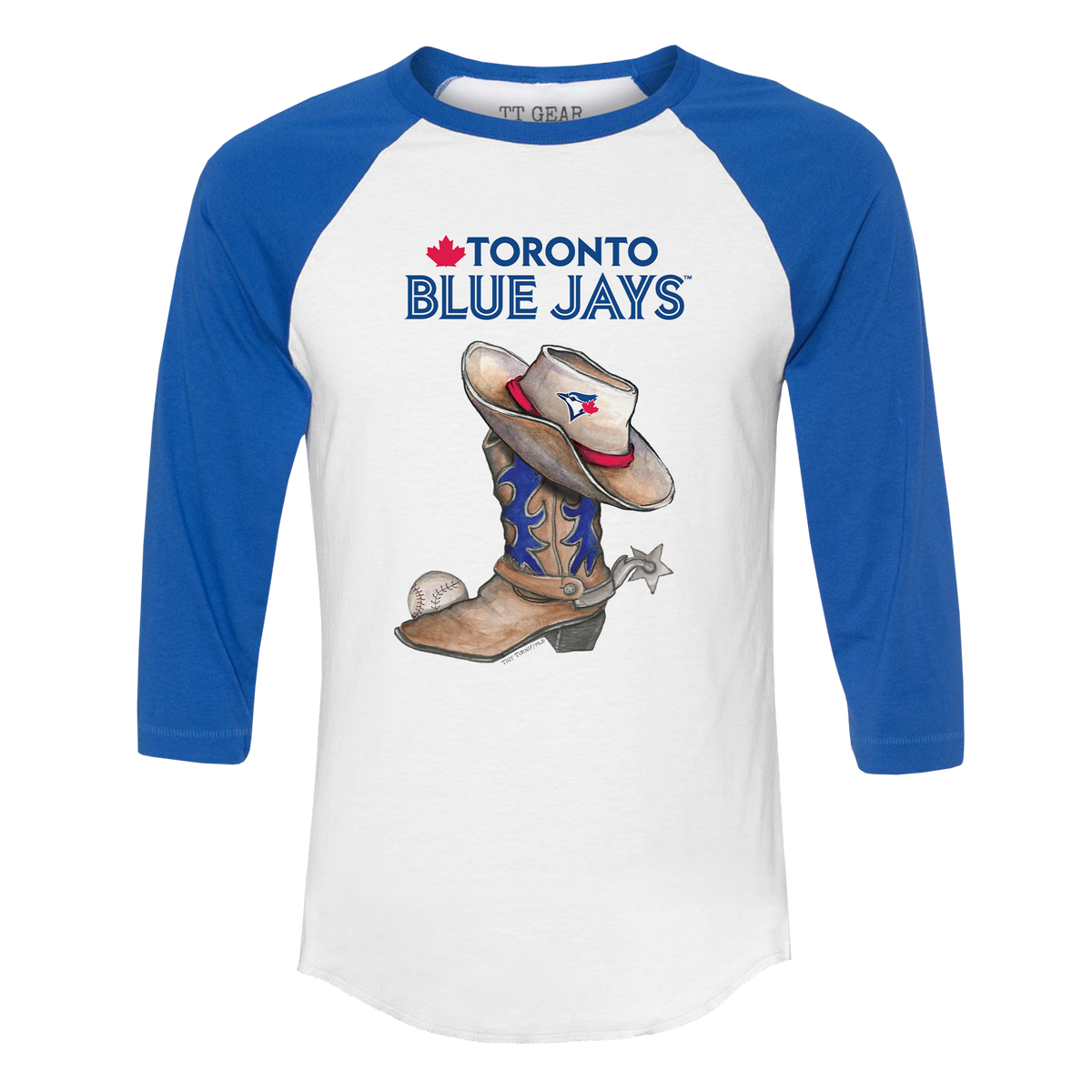 Toronto Blue Jays Cowboy Boot 3/4 Royal Blue Sleeve Raglan