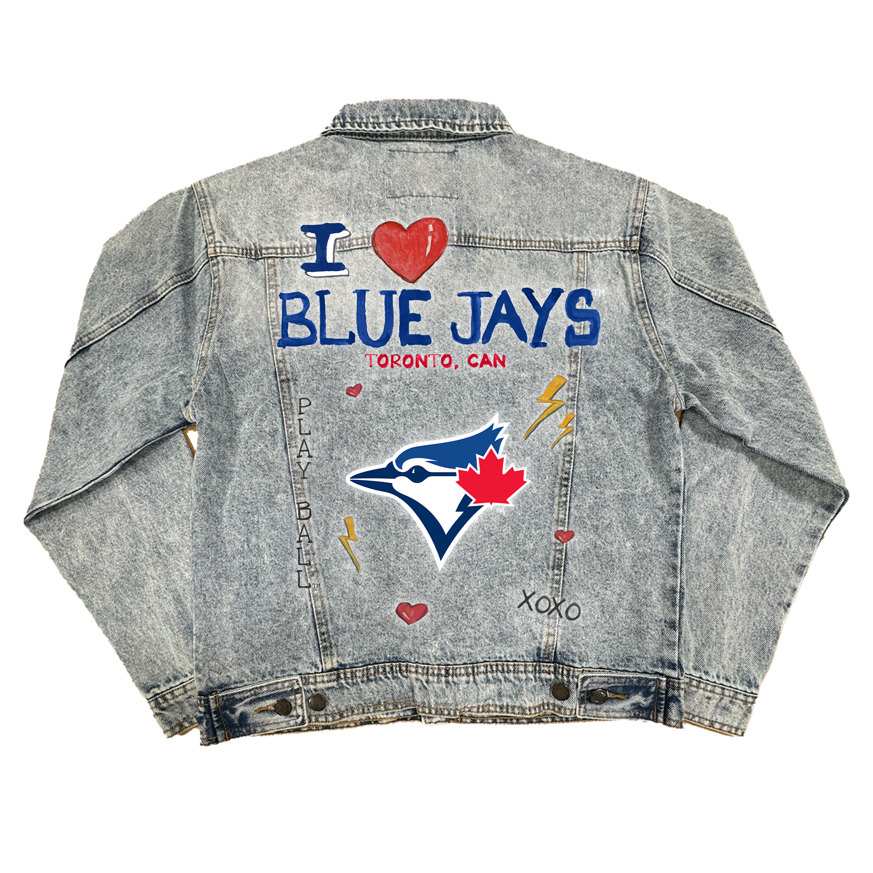 I Heart Blue Jays Boyfriend Denim Jacket - Tiny Turnip