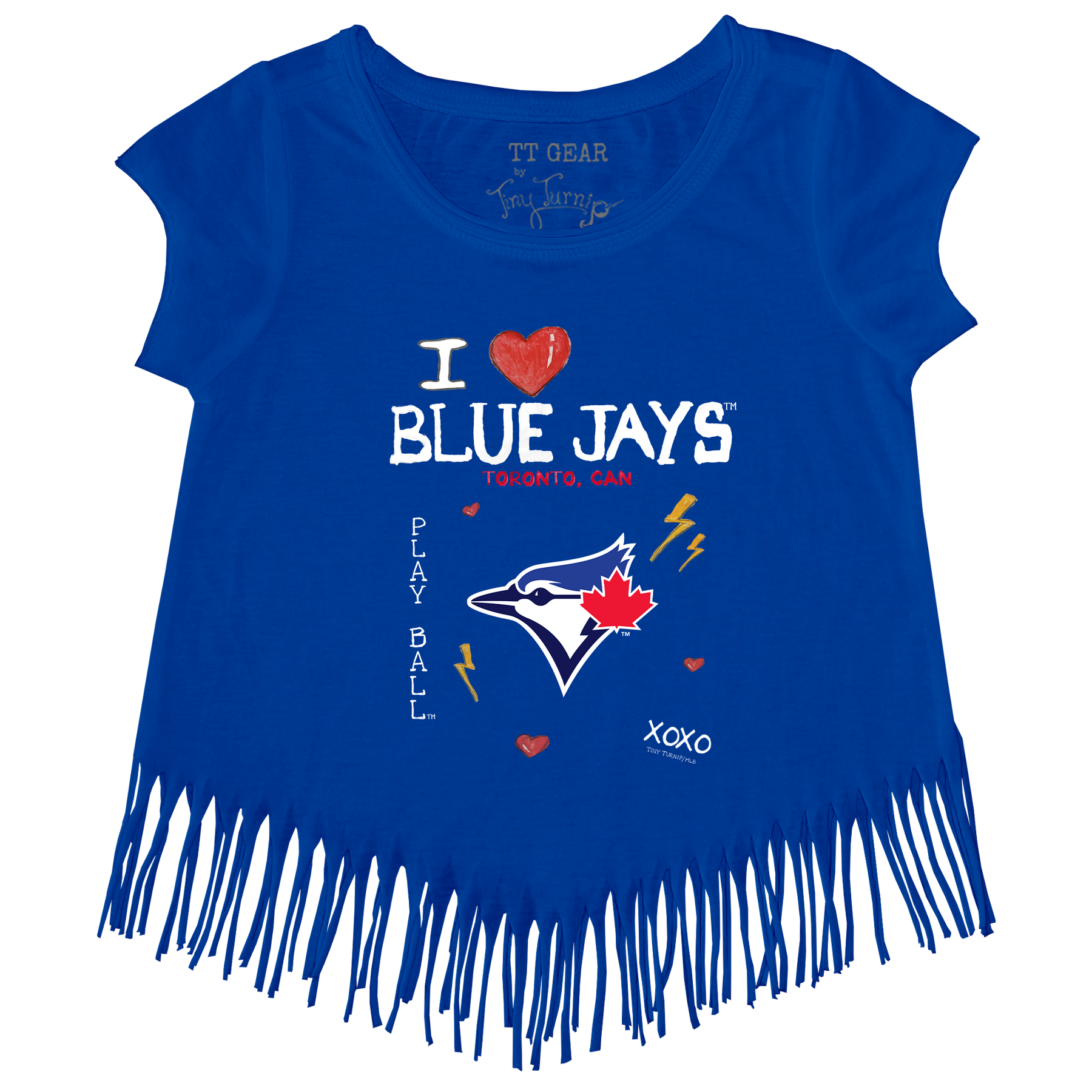 I Heart Blue Jays Fringe Tee - Tiny Turnip