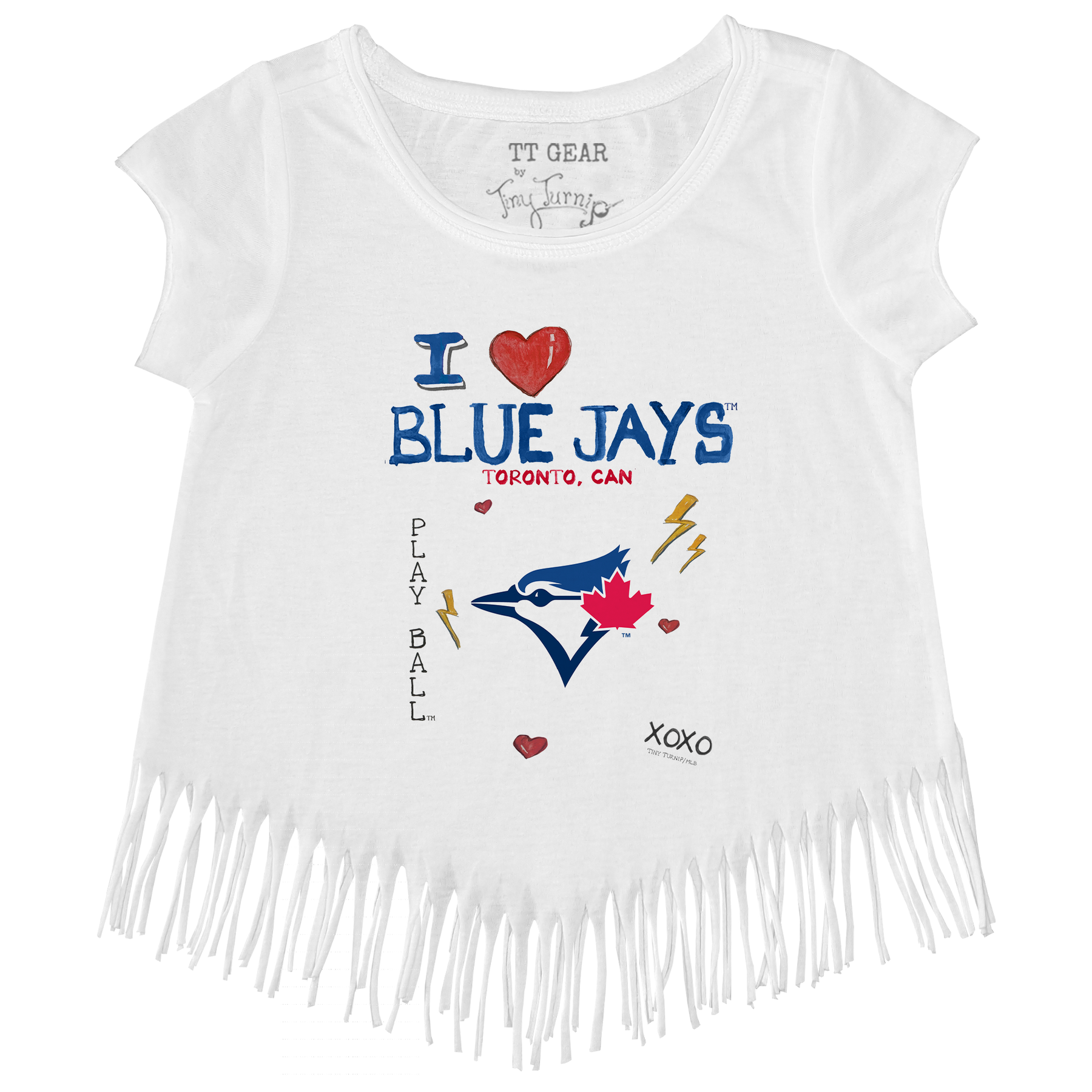 I Heart Blue Jays Fringe Tee - Tiny Turnip
