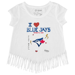 I Heart Blue Jays Fringe Tee - Tiny Turnip