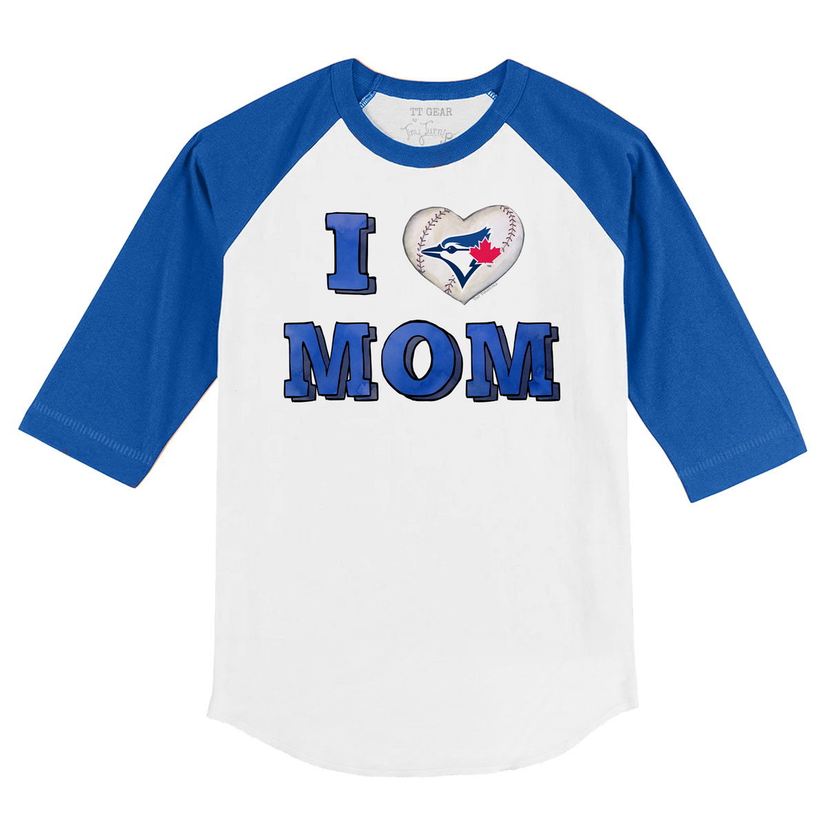 Toronto Blue Jays I Love Mom 3/4 Royal Blue Sleeve Raglan