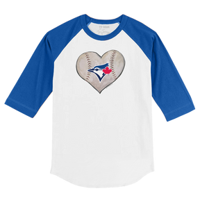 Toronto Blue Jays Stitched Heart 3/4 Royal Blue Sleeve Raglan - Tiny Turnip