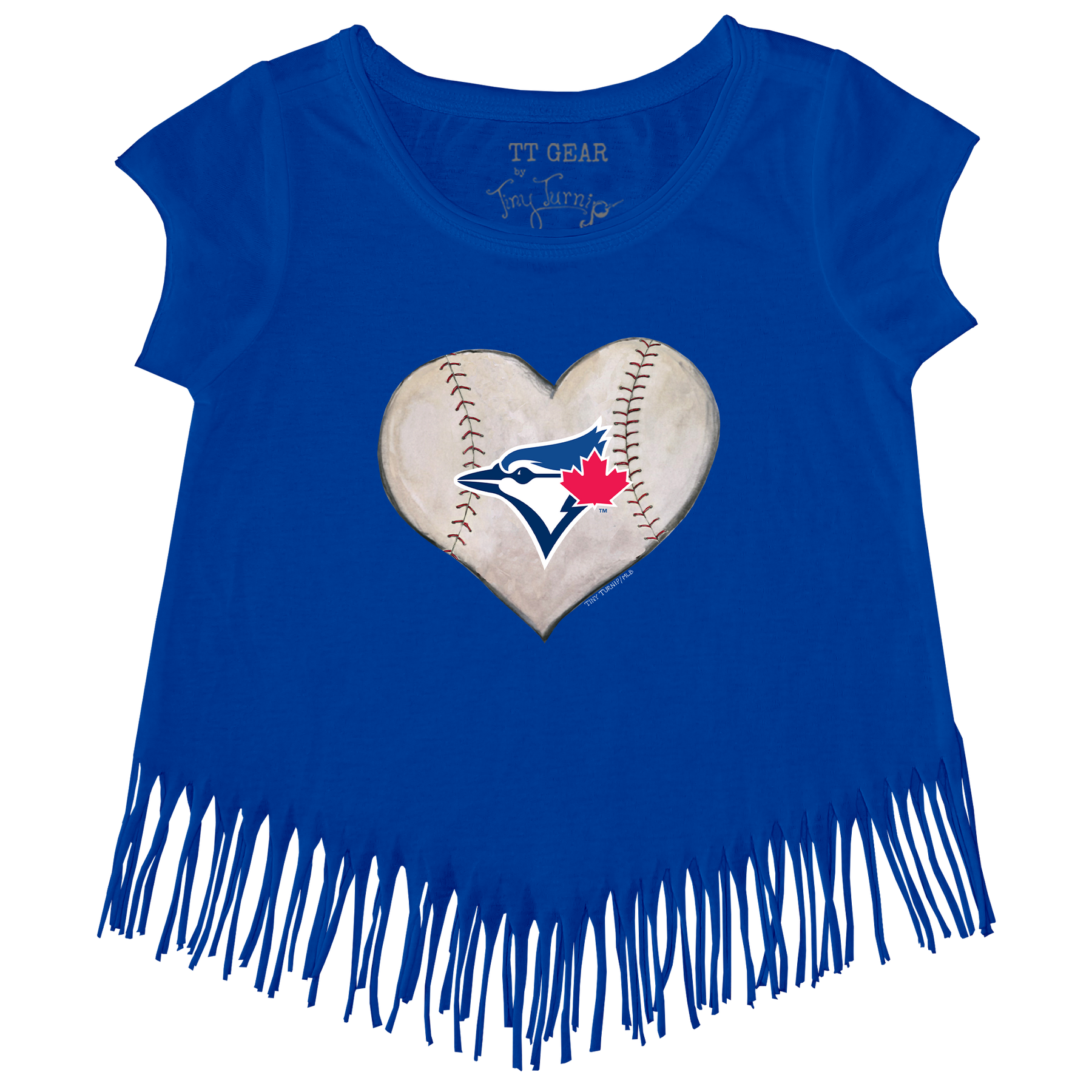 Toronto Blue Jays Stitched Heart Fringe Tee - Tiny Turnip