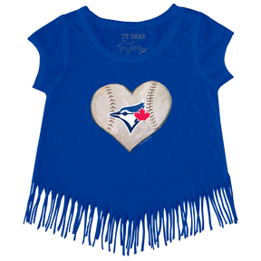 Toronto Blue Jays Stitched Heart Fringe Tee - Tiny Turnip