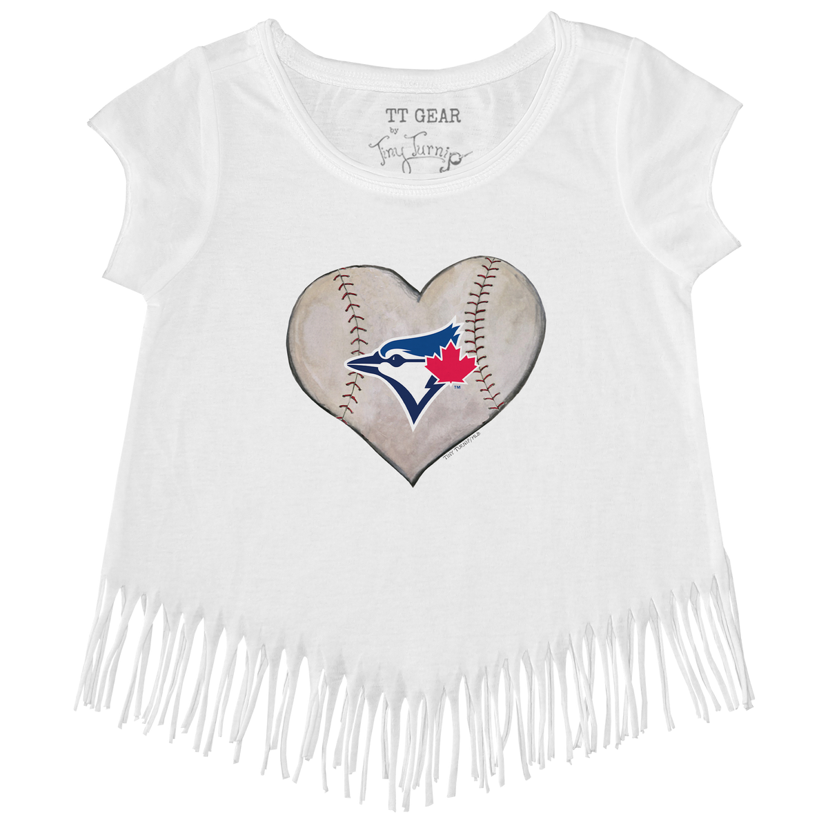 Toronto Blue Jays Stitched Heart Fringe Tee - Tiny Turnip