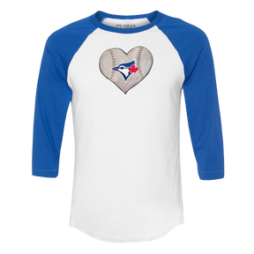 Toronto Blue Jays Stitched Heart 3/4 Royal Blue Sleeve Raglan - Tiny Turnip