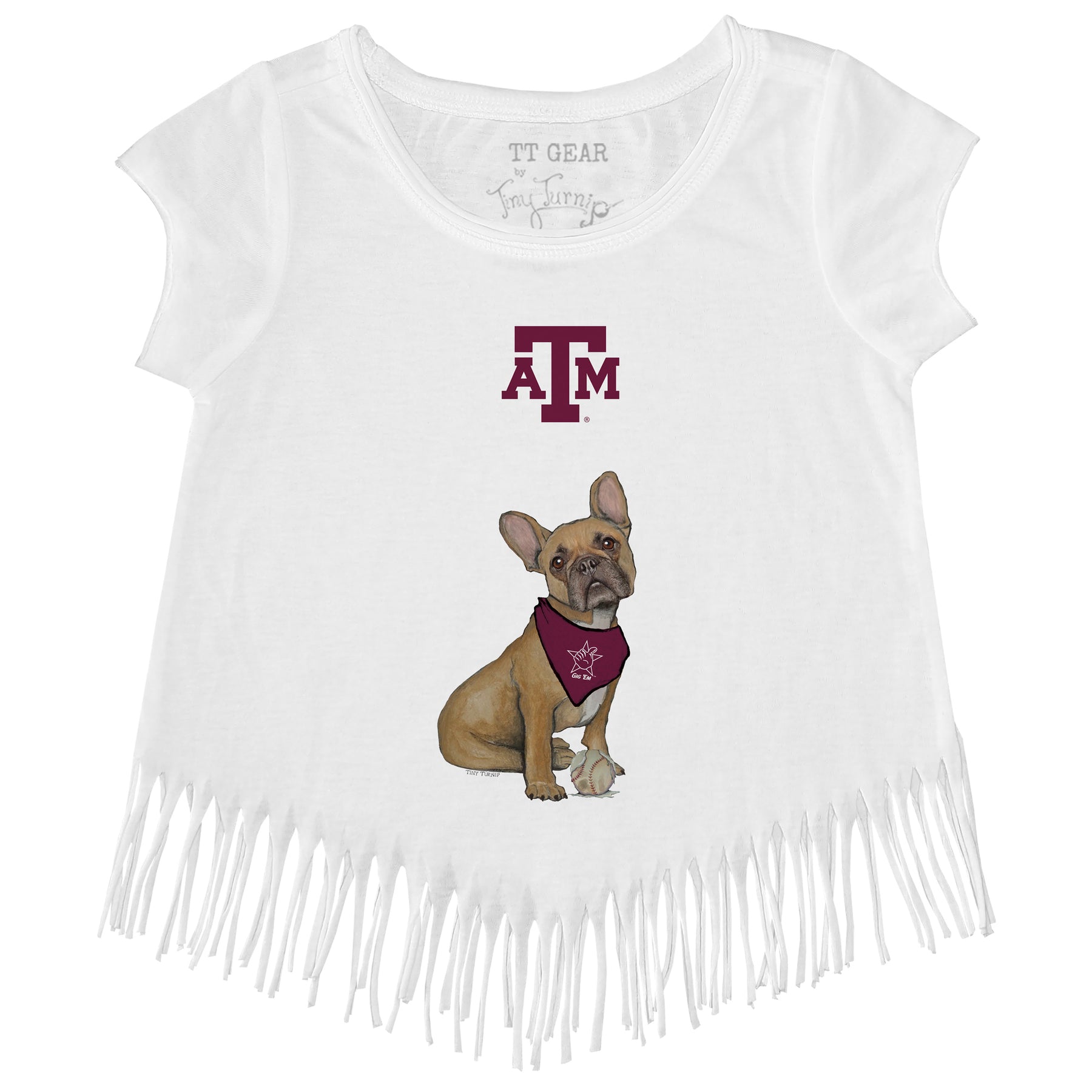 Texas A&M Aggies French Bulldog Fringe Tee