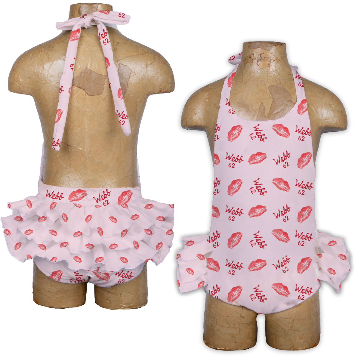 Lipstick w/ Name, Number - Ruffle Romper - Tiny Turnip